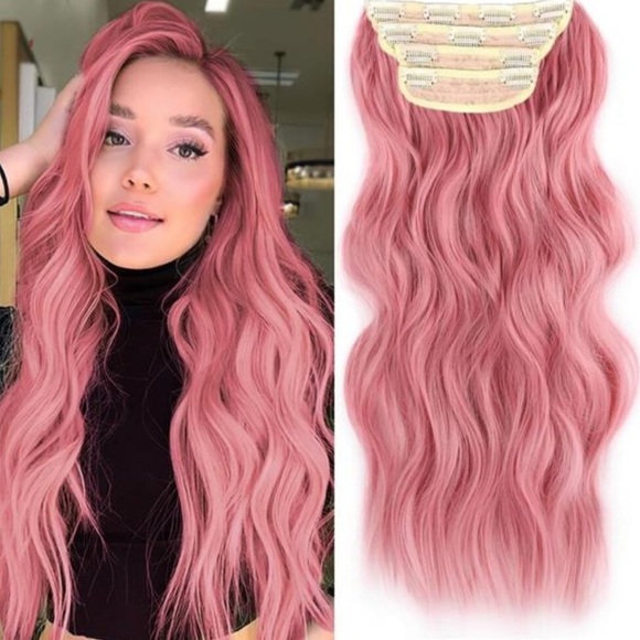 4PCS Clip in Hair Extensions Pink